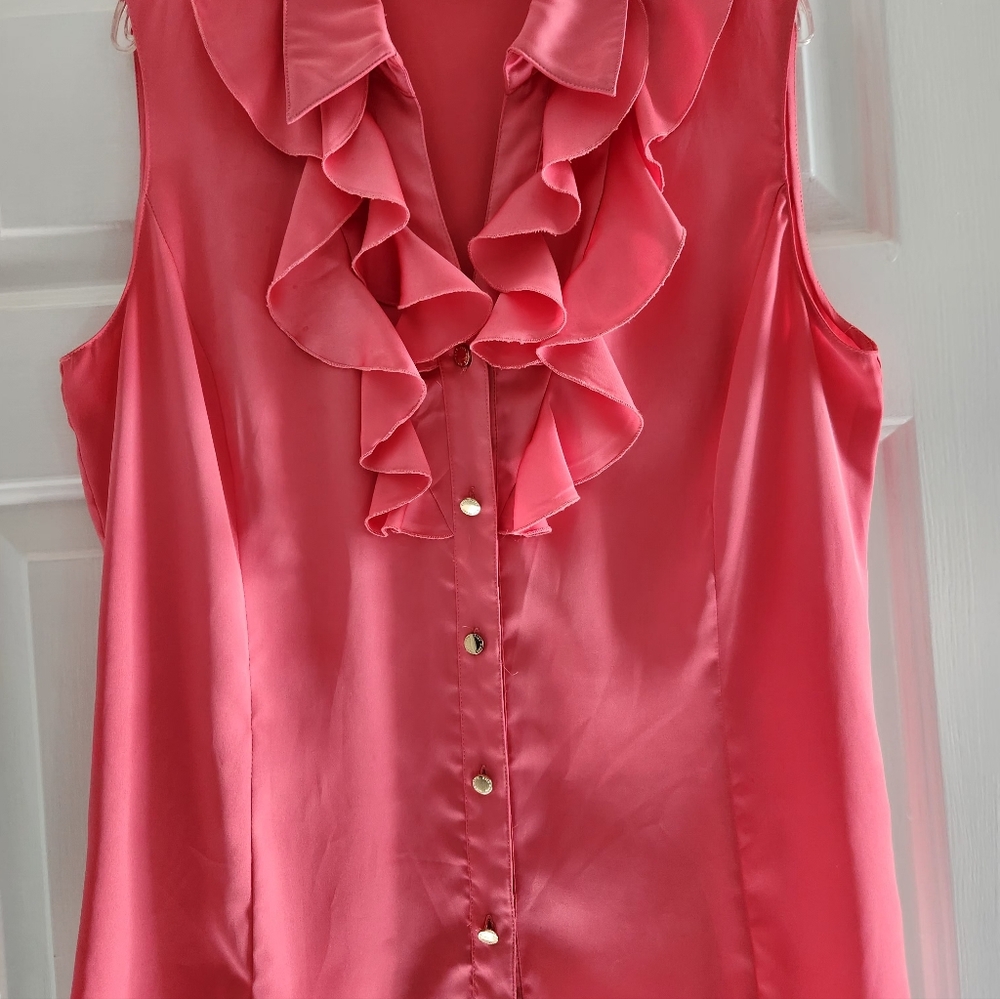 Alex Marie CORAL Pink Ruffled Button-Down Blouse